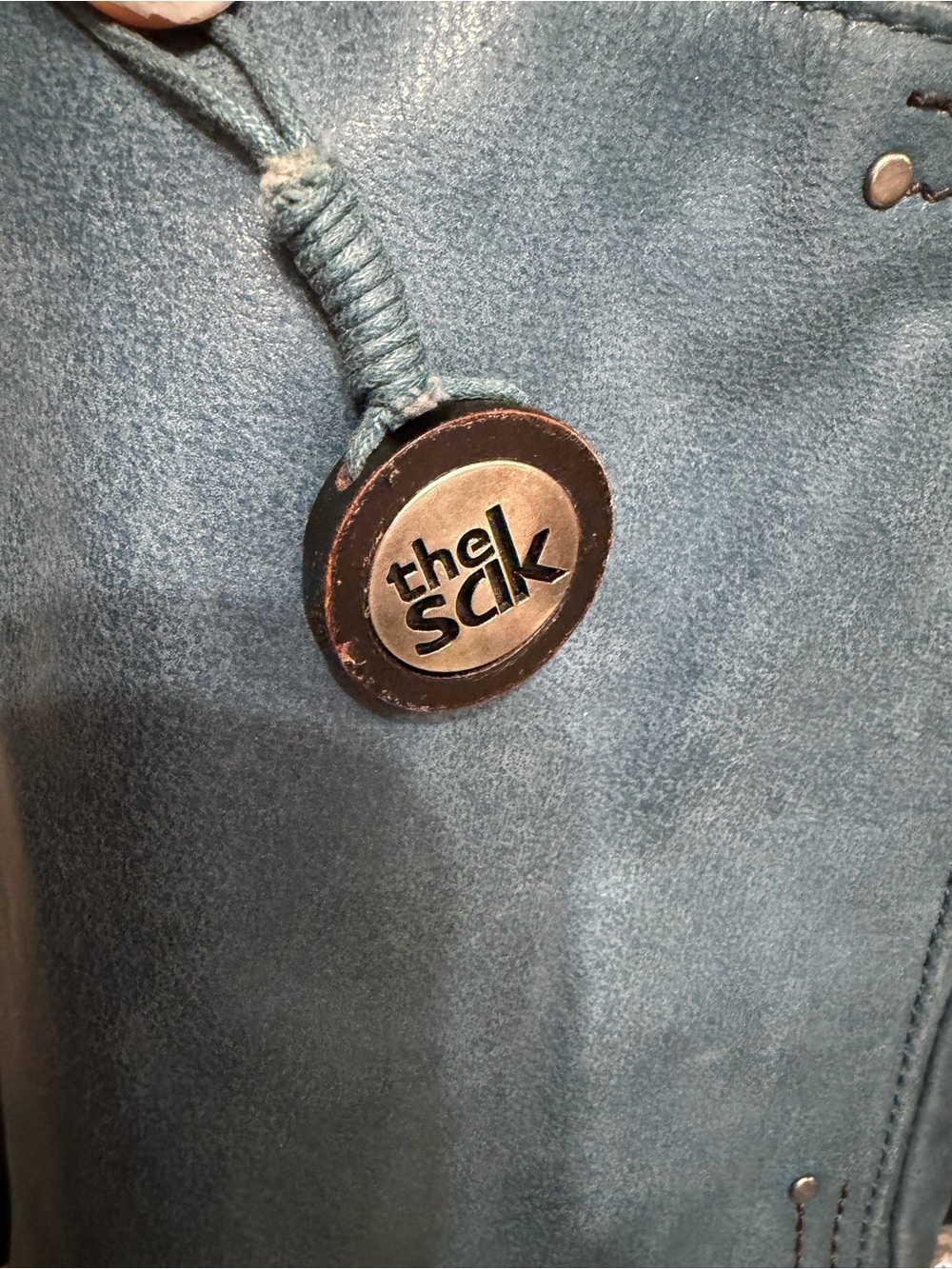 The Sak Leather Blue Crossbody Bag Purse Wear Multiple Ways Boho Travel Y2K - Picture 16 of 16